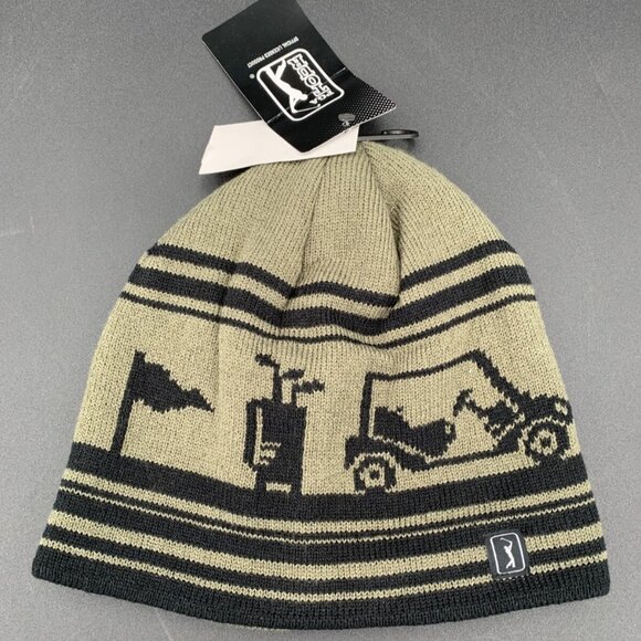 PGA Tour Other - PGA Tour Golf Beanie Hat Gray Black Knit Patterned Acrylic OSFM